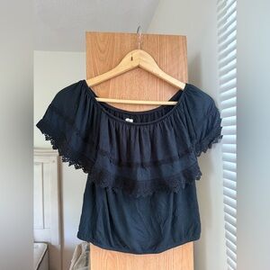 Hollister Black Ruffle Lace Blouse